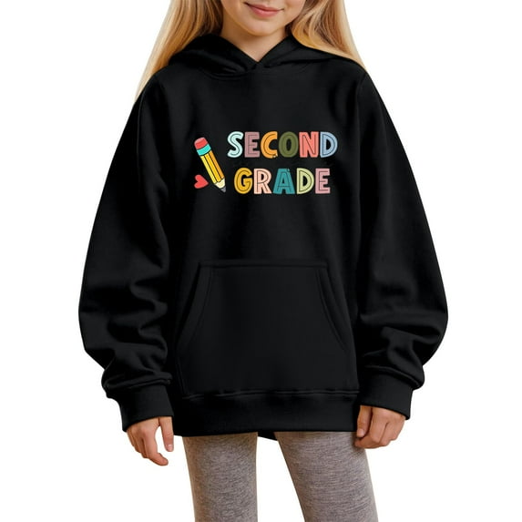 XQYLOS Graphic Casual Pullover Sweatshirt Hoodies for Girls Students First Day of School Back-to-School Fall Autumn Trendy Outerwear 2025 Clothes