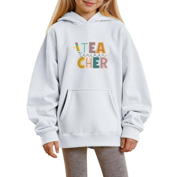 XQYLOS Graphic Casual Pullover Sweatshirt Hoodies for Girls Students First Day of School Back-to-School Fall Autumn Trendy Outerwear 2025 Clothes