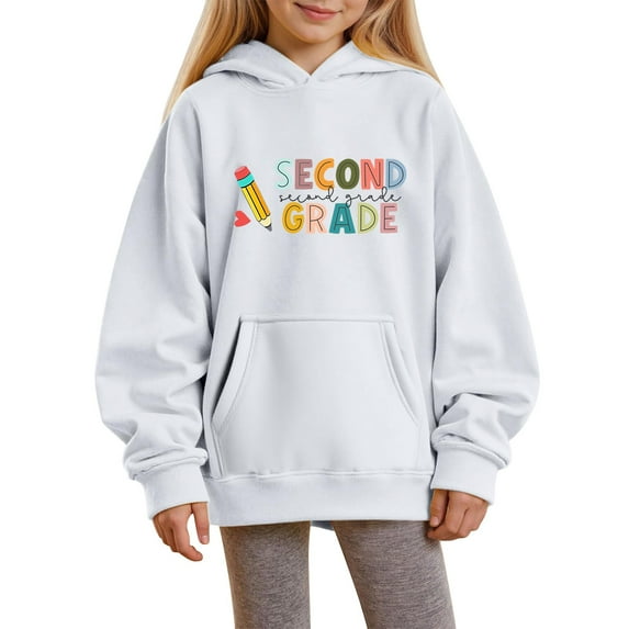 XQYLOS Graphic Casual Pullover Sweatshirt Hoodies for Girls Students First Day of School Back-to-School Fall Autumn Trendy Outerwear 2025 Clothes