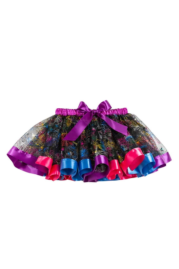 Halloween Tutu Skirt, Print Tulle Ballet Skirt for Girls, Dance Party Skirt with Bat Wing Sleeves, Trick-or-Treat Dress Up Ensemble