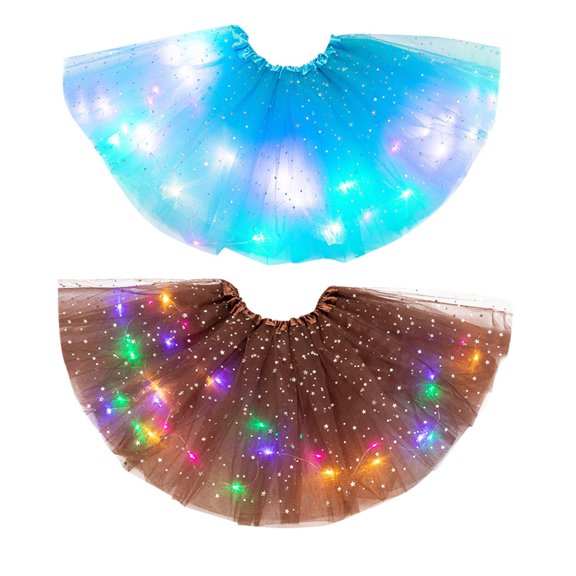 XQYLOS Illuminated Tutu Duo - Waterproof LED Skirt with Multiple Lighting Effects, Girls’ Glow Party Accessories Kit