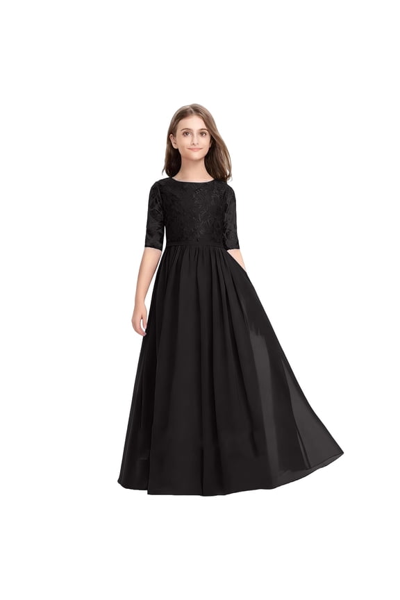 Junior Bridesmaid Dresses Chiffon Off Shoulder Flower Girl Dress Long Formal Pageant Gown for Teen Girls Teenage Wedding Dress Fl𝗈wy