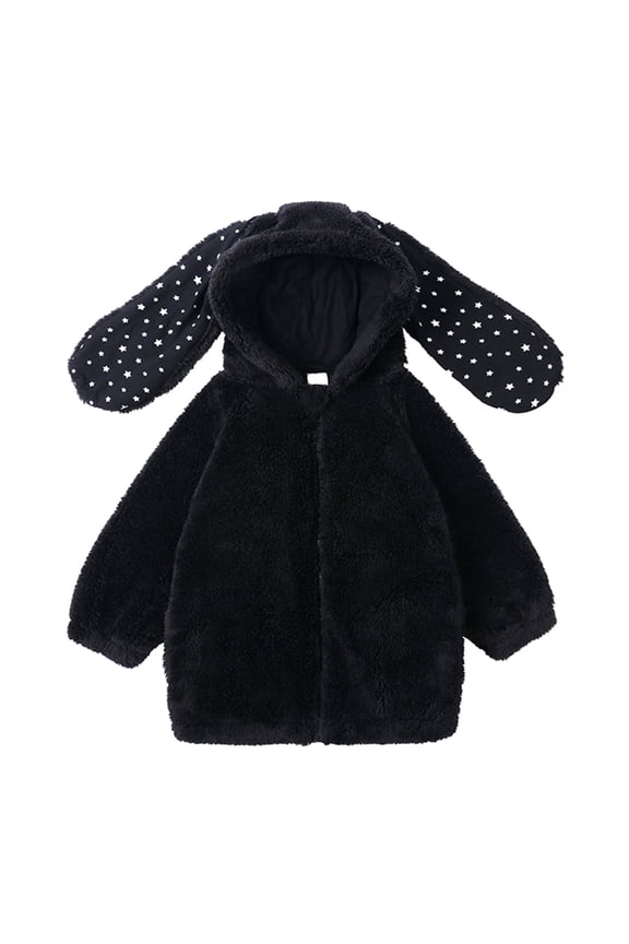 Kids Animal Bunny Jacket with Ears, Plush Rabbit Hoodie Coat for Toddler Boys Girls, Cute Warm Thick Winter Overcoat, Easter Themed Outerwear