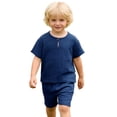 thumbnail image 1 of XQYLOS Kids Boys 2 Piece Summer Outfits Soft Comfy Short Sleeve T-shirt Tops Shorts Set Casual Loose Vacation Beach Clothes Set Boys Vacation Outfits, 1 of 8