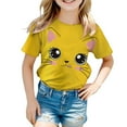 thumbnail image 1 of XQYLOS Kids' Cotton Short Sleeve Shirt Girls' Soft Summer Tee Girls Summer Loose Casual Trendy Cute Cat Printed Short Sleeve T Shirt Top Children'S Graphic T-Shirt, 1 of 4