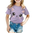 thumbnail image 1 of XQYLOS Kids' Cotton Short Sleeve Shirt Girls' Soft Summer Tee Girls Summer Loose Casual Trendy Cute Cat Printed Short Sleeve T Shirt Top Children'S Graphic T-Shirt, 1 of 4