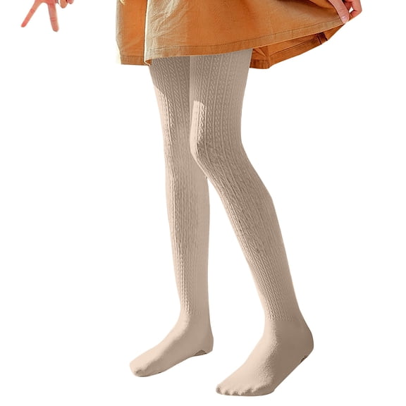 XQYLOS Kids Girls Tights Toddler Cable Knit Cotton Elastic Footed Leggings Thermal Stretchy Fleec𝖾 Lined Soft Winter Socks Pantyhose Stockings