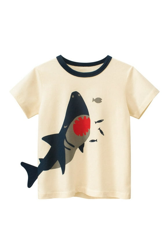 Kids Loose Fit Short Sleeve Tee Toddler Kids Baby Boys Girls Shark Short Sleeve Crewneck T Shirts Tops Tee Clothes For Children Children'S Loose Cut T-Shirt