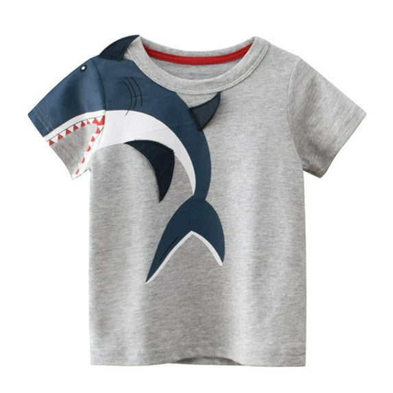 XQYLOS Kids Loose Fit Short Sleeve Tee Toddler Kids Baby Boys Girls Shark Short Sleeve Crewneck T Shirts Tops Tee Clothes For Children Children'S Loose Cut T-Shirt