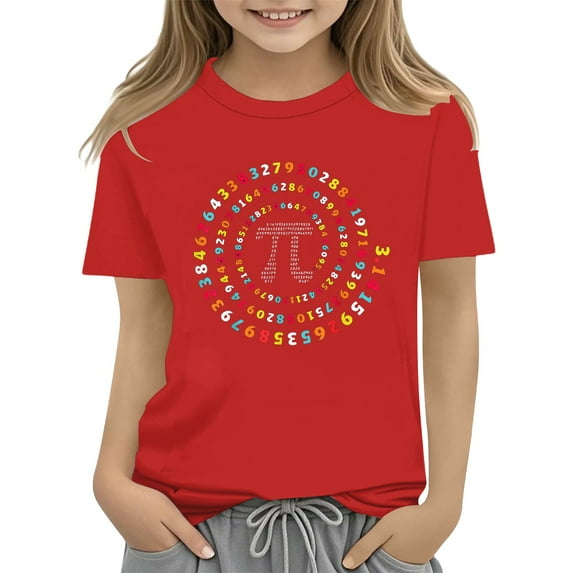 XQYLOS Kids Number Day 2025 T-Shirt School Math Day Top Colorful Tee for Math Lovers Counting Fun Learning Shirt Numerical Design Child Education
