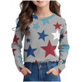 thumbnail image 1 of XQYLOS Kids Printed Sweatshirt Crewneck Loose Fit Star Graphic Pullover Cute Casual Girls Shirts Tops for 3-14 Years Trendy, 1 of 6