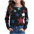 thumbnail image 1 of XQYLOS Kids Printed Sweatshirt Crewneck Loose Fit Star Graphic Pullover Cute Casual Girls Shirts Tops for 3-14 Years Trendy, 1 of 6