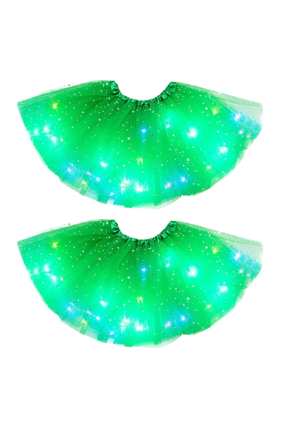 LED Lighted Tutu 2Pack - Interchangeable Color LED Skirts with Battery Pouch, Coordinating Ballet Practice & Party Skirt Set