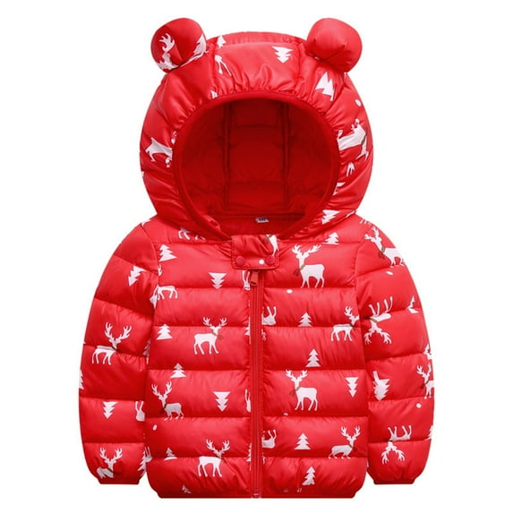 XQYLOS Lightweight Puffer Jacket for Baby Boys Girls, Hooded Down Winter Coat with 𝖡ear Ears, Warm Zipper Up Outerwear Toddler