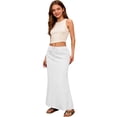 thumbnail image 1 of EnJoCho Linen Skirts for Girls Trendy Summer Boho Maxi Skirts with Back Slit Casual Elastic Waist Drawst𝗋ing Long Fl𝗈wy Skirt, 1 of 6