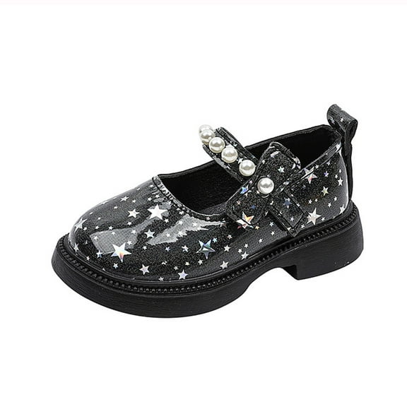 XQYLOS Little Girls Patent Leather Mary Jane Flats, Princess Ballet Dress Shoes with Floral Details, School/Party Footwear with Comfortable Cushioned Insole, Black & White Versatile Styles