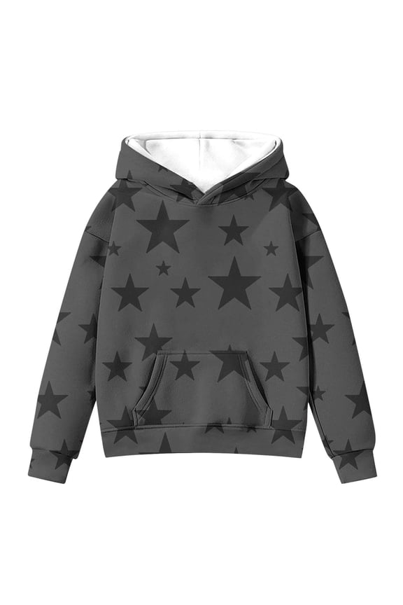 Long Sleeve Hooded Pullover For Girls, Cute Hoodies For Tween Girls Long Sleeve Star Graphic Oversized Sweatshirts Cute Fall Pullover Tops Comfy Winter Outfits Girls' Relaxed Hooded Jumper