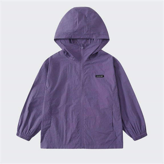 XQYLOS Long Sleeve Rain Jacket for Kids Boys, Waterproof Biking Windbreaker with Adjustable Hem, Lightweight Fall Hiking Coat