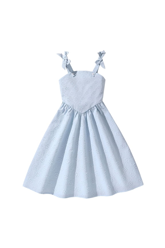 Summer Dress for Girls Puff Short Sleeve A-Lined Princess Dress Spring Solid Cotton Beach Vacation Boho Outfits Teens A-Line Boho Dress