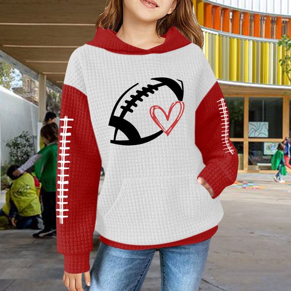 XQYLOS Teen Girls Football Hoodie Oversized Crewneck Sweatshirt Baseball Graphic Long Sleeve Pullover 2025 Fall Cute Casual Sweater