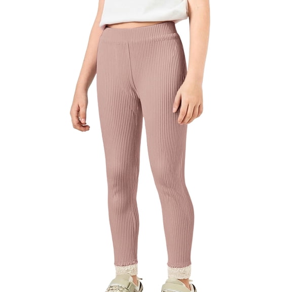 XQYLOS Toddler Baby Girls Leggings Ribbed Cotton Knit Lace Trim Footless Tight Stocking Bottom Pants Kids Tights Stretch Pants Comfy Casual Everyday Wear