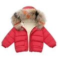 thumbnail image 1 of XQYLOS Toddler Baby Girls Warm Puffer Coat Winter Cute F𝗎r Hood Cotton Padded Jacket Button Zip Outerwear Cozy Windproof, 1 of 4