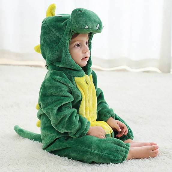 XQYLOS Toddler Baby 𝖬onster Animal Jumpsuit Hooded Romper , Fuzzy Halloween Jumpsuit for Boys Girls Cos-play Outfit