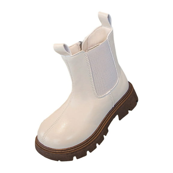 XQYLOS Toddler British Style Ankle Boots - Side Zipper Buckle Detail Round Toe Flat Sole Fashion Booties for Boys Girls Outdoor Play Comfortable First Walkers Shoes