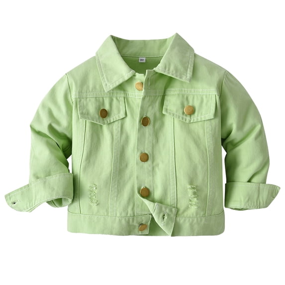 XQYLOS Toddler Denim Jacket with Hood, Ripped Button-Down Cowboy Coat for Girls & Boys, Distressed Western Style Fall Outwear