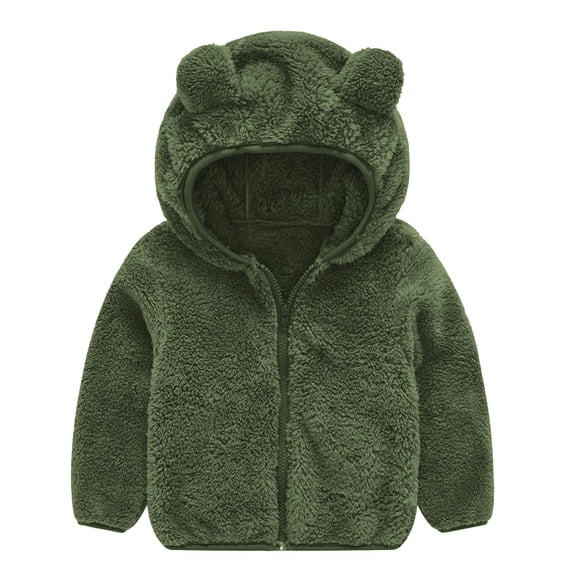 XQYLOS Toddler Fleš¾ce Hooded Jacket Zip Up Teddy Coat, Warm Winter Outerwear for Boys and Girls, Windproof Plush Jacket with Cozy Lining, Soft Hoody for Cold Weather