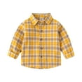 thumbnail image 1 of XQYLOS Toddler Gingham Button-Front Top Children'S Checkered Collared Shirt Toddler Boys Long Sleeve Winter Autumn Shirt Tops Coat Outwear For Babys Clothes Plaid Yellow Blue, 1 of 7