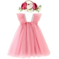 thumbnail image 1 of XQYLOS Toddler Girls Glitter Sleeve Party Dress, Crisscross Straps Ruffled Skirt for Recital Holiday Celebration & Special-Occasion, 1 of 3