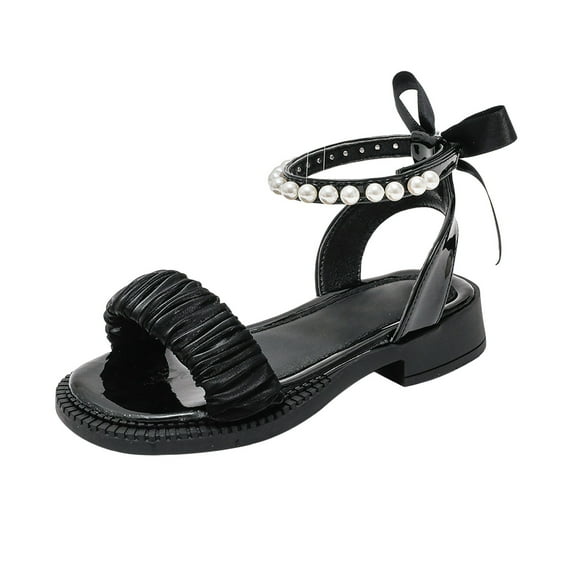 XQYLOS Toddler Girls Open-Toe Summer Sandals, Breathable Dress Flats for Beach/Pool Outings, Lightweight Outdoor Play Shoes with Flexible Sole