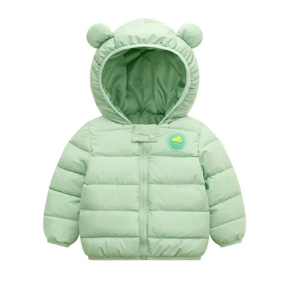 XQYLOS Toddler Puffer Jacket with 𝖡ear Hood, Lightweight Padded Winter Coat for Baby Boys Girls, Warm Down Baby Outerwear