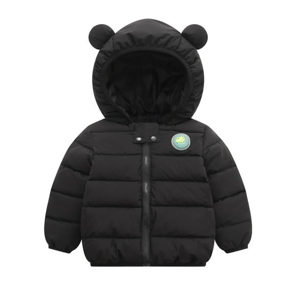 XQYLOS Toddler Puffer Jacket with 𝖡ear Hood, Lightweight Padded Winter Coat for Baby Boys Girls, Warm Down Baby Outerwear