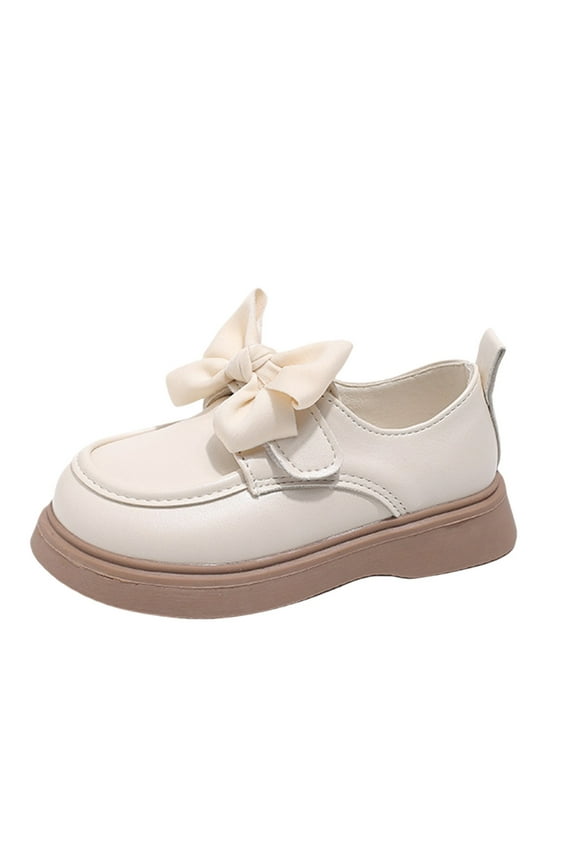 Toddler Slip-On Mary Jane Shoes with Bow Accents, Soft Sole Princess Ballet Flats for School/Parties, Lightweight Moccasin-Style Footwear for Baptism/First Communion
