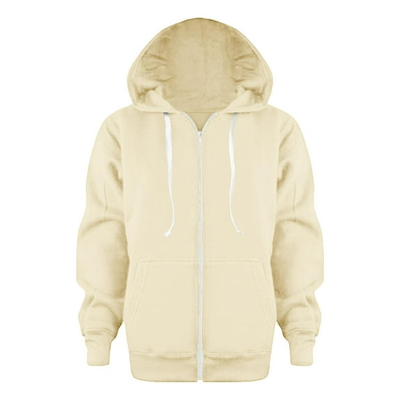 XQYLOS Unisex Youth Fleec𝖾 Hoodie, Solid Zip Up Hooded Sweatshirt Jacket Winter Coat, Boys Girls Warm Outerwear for Fall and Winter