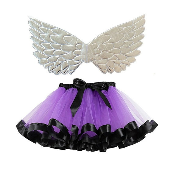 XQYLOS Winged Tutu Set for Halloween Parties, Glow-in-the-Dark Fairy Dance Skirt with Detachable Wings, Season Ballet Skirt for Girls, Tulle Pageant Outfit + Accessories Kit