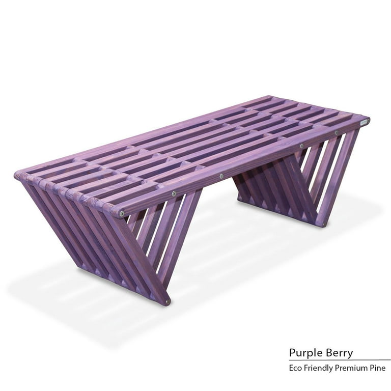 XQuare 54 x 20 x 17 in. Wooden Backless Bench Two Seat Purple Berry