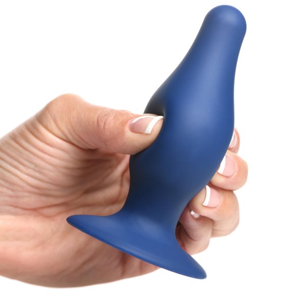 XR Brands Squeezable Tapered Large Anal Plug - Blue