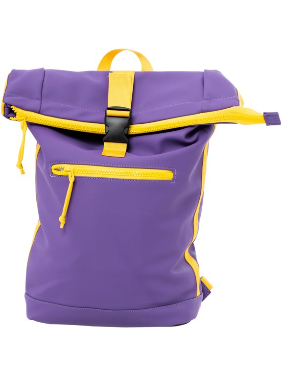JEANS Mens Waterproof Expandable Roll Top Backpack, Purple/Yellow, OS
