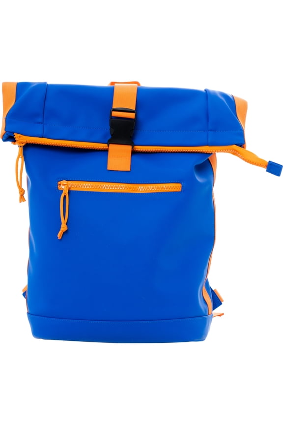 JEANS Mens Waterproof Expandable Roll Top Backpack, Royal Blue/Tangerine, OS