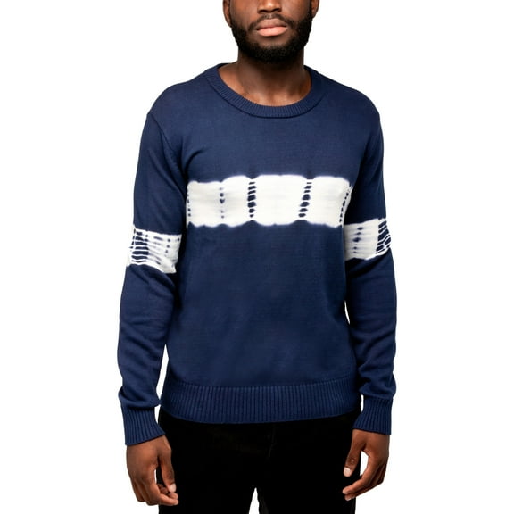 X RAY JEANS Mens Tie Dye Crewneck Sweater, Navy/White, 2XL