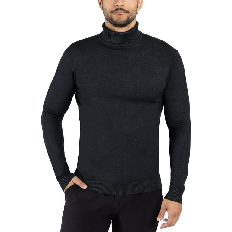 X RAY JEANS Mens Turtleneck Sweater Pullover, Heather Charcoal, L