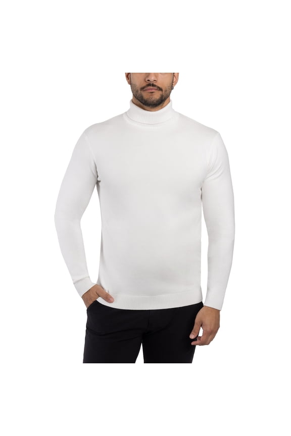 JEANS Mens Turtleneck Sweater Pullover, Off White, XL