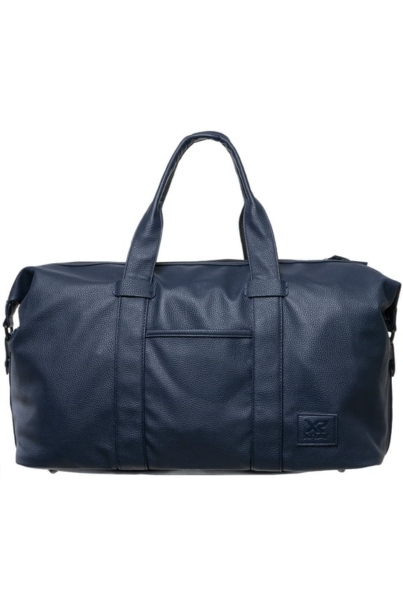 JEANS Mens Pebbled Faux Leather Travel Duffel Bag, Navy, OS