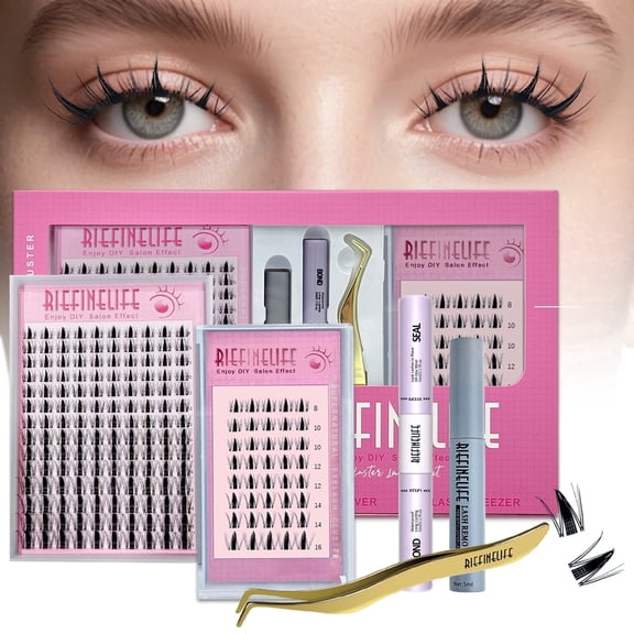 XRELIATECH 1 Box Manga Lash Clusters Kit Natural 180 Pcs Soft Cluster Eyelash Extensions Kit Wispy Fairy Fluffy Eyelash Clusters Anime Cosplay Individual Lash Extensions Kit C Curve 8-18mm