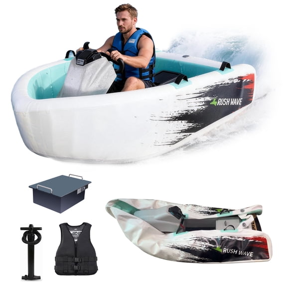 XRELIATECH 78'' Inflatable Water Go-Kart, 16KW Motorized Anti-Capsize Aqua Boat with 2 Seaters | 50km/h,5080Min Playtime | Foldable-Storage Reinforced PVC Hull for Travel Lake Sea Resort