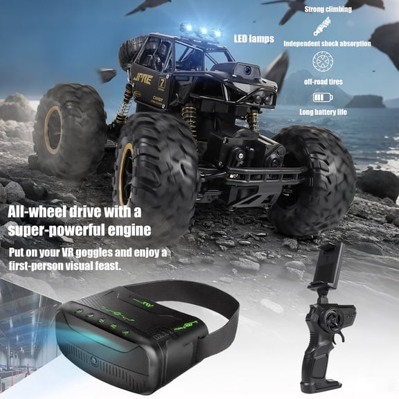 XRELIATECH FPV RC Rock Crawler with VR Goggles & On‑Board Camera, 4WD Alloy Off‑Road Remote Control Car, First‑Person View Racing Toy Car for Kids Teens Adults