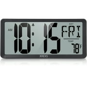 XREXS Large Digital Wall Clock, 14 Inch Large LCD Display Wall Digital Clock, Digital Alarm Clocks for Bedroom Home Decor, Calendar Clock with Time/Calendar/Temperature Display (Batteries Included)